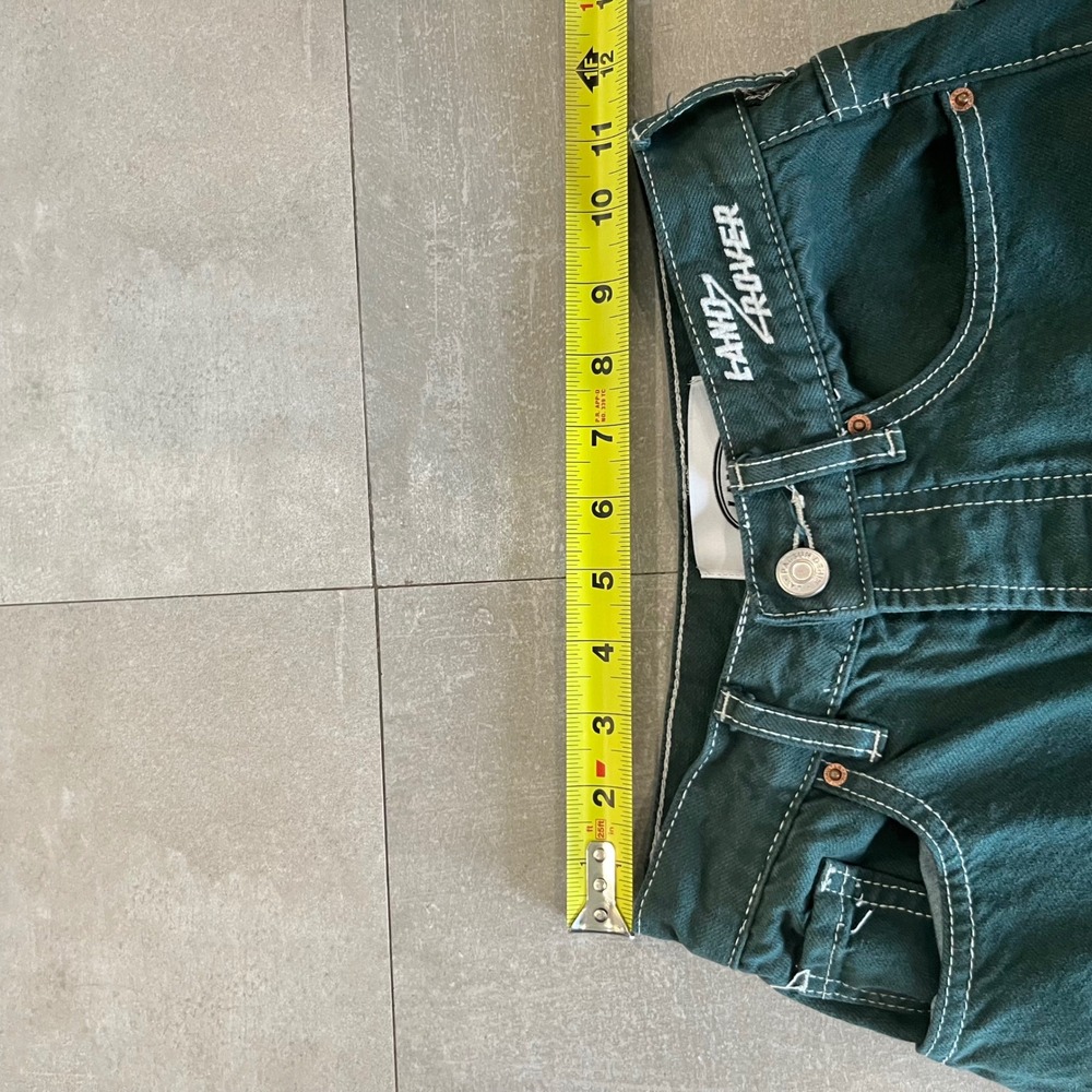 PacSun Land Rover High Waisted Straight Leg Jeans Green Contrast Stitch Size 22 - Picture 5 of 7